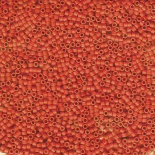 Size 11/0 Matte Finish Dyed Opaque Vermillion Genuine Miyuki Delica Glass Seed Beads -Sold by 7.2 Gram Tubes (Approx.1300 Beads per 2" Tube)