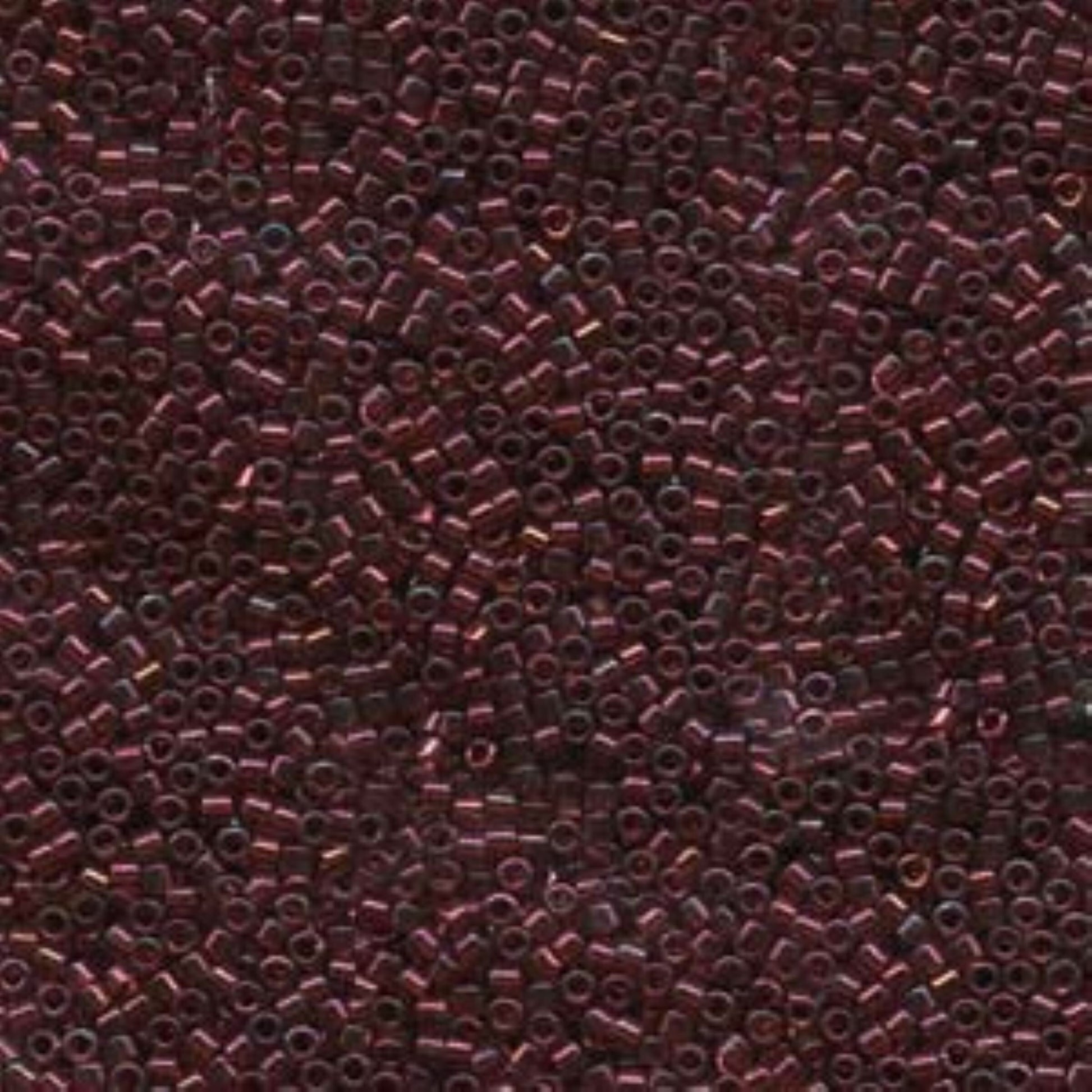 Size 11/0 Glossy Finish Gold Luster Trans. Red Genuine Miyuki Delica Glass Seed Beads - Sold by 7.2 Gram Tubes ( ~1300 Beads per 2" Tube)