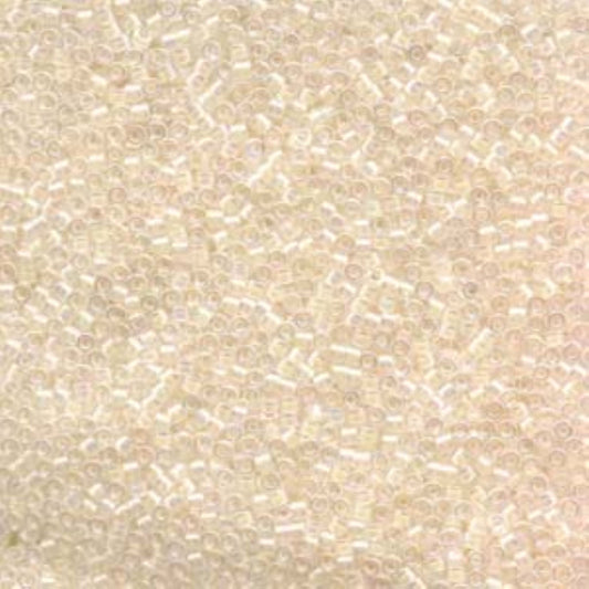Size 11/0 Glossy Finish Off White AB Genuine Miyuki Delica Glass Seed Beads - Sold by 7.2 Gram Tubes (Approx. 1300 Beads per 2" Tube)