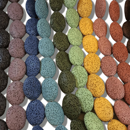 Oval Lava Beads  | DIY Diffuser Jewelry - Large - 25mm x 30mm