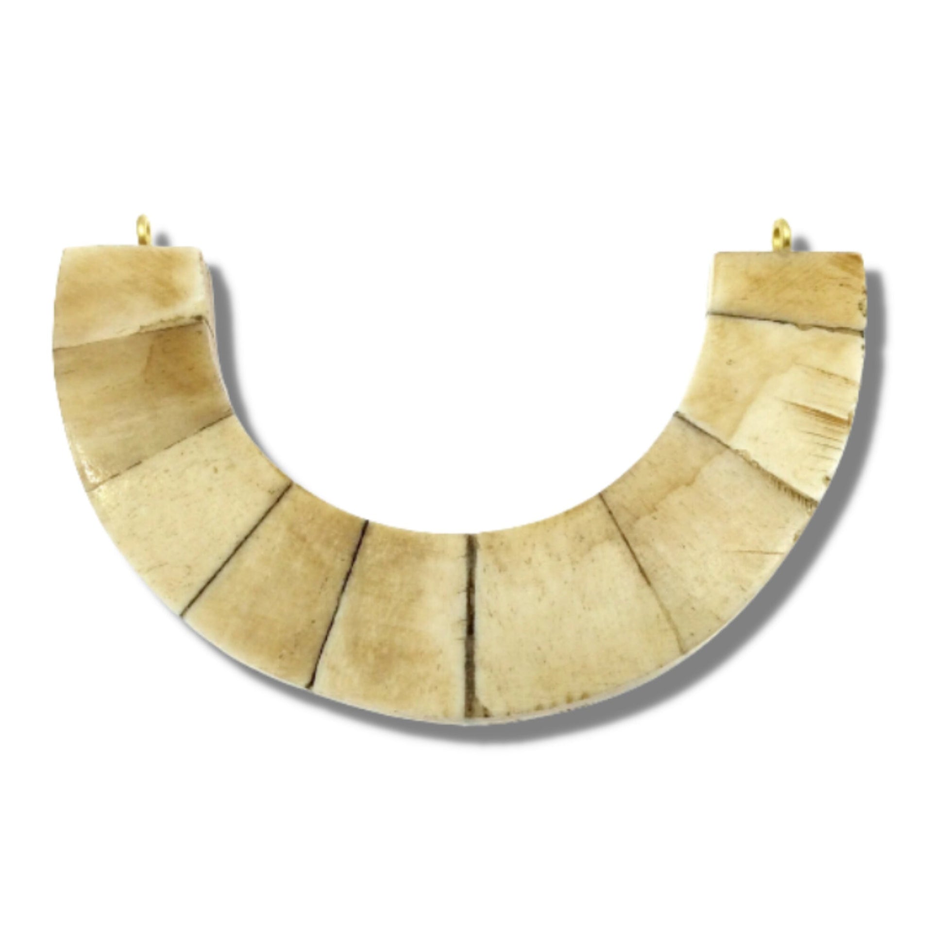 Light Brown Bone Crescent Pendant | U-Shaped Crescent Necklace Focal for Jewelry Making