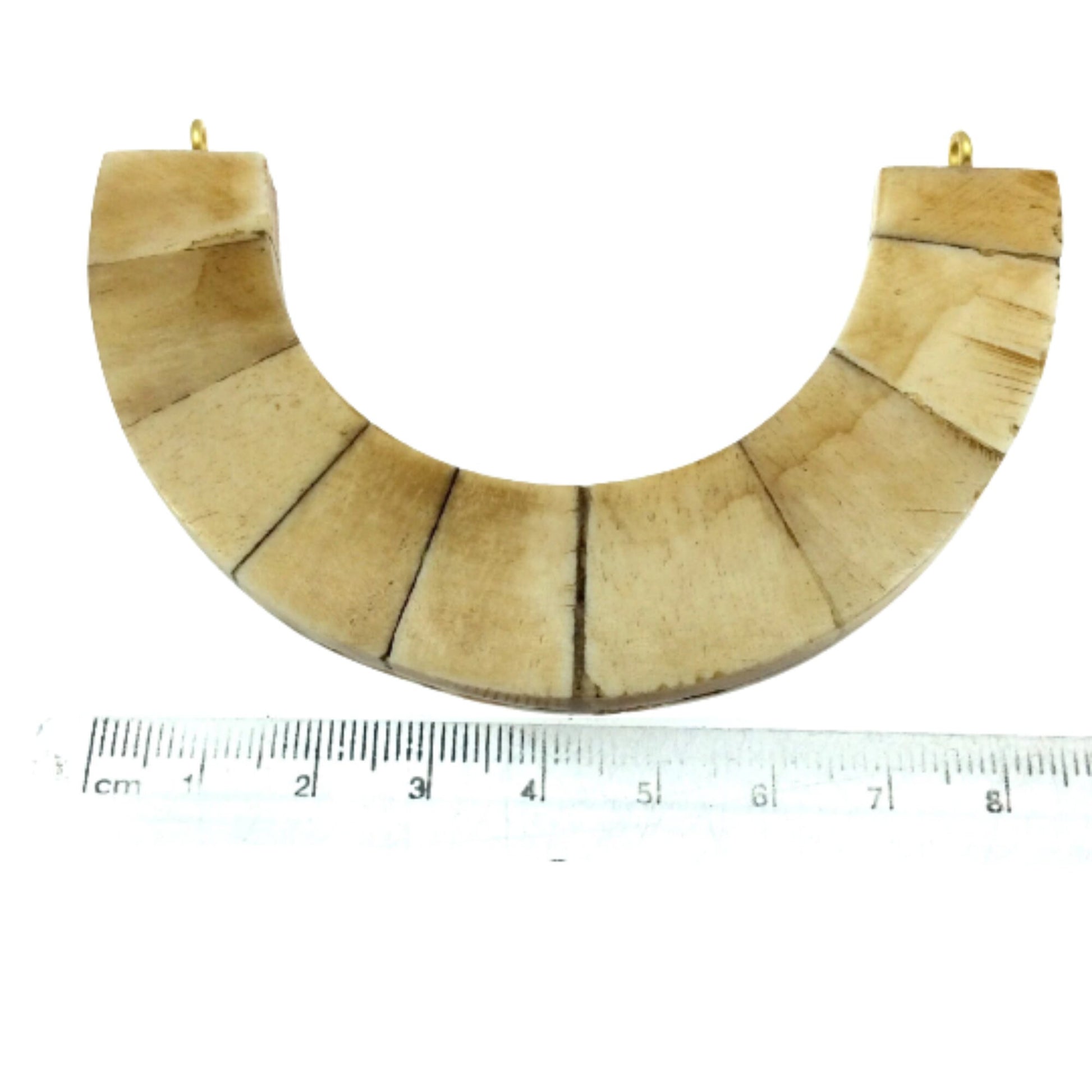 Light Brown Bone Crescent Pendant | U-Shaped Crescent Necklace Focal for Jewelry Making