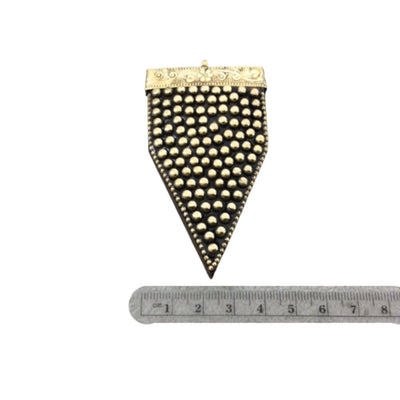Gold Studded Black Arrow Pendant | Black Wood Arrow Focal Pendant for Jewelry Making