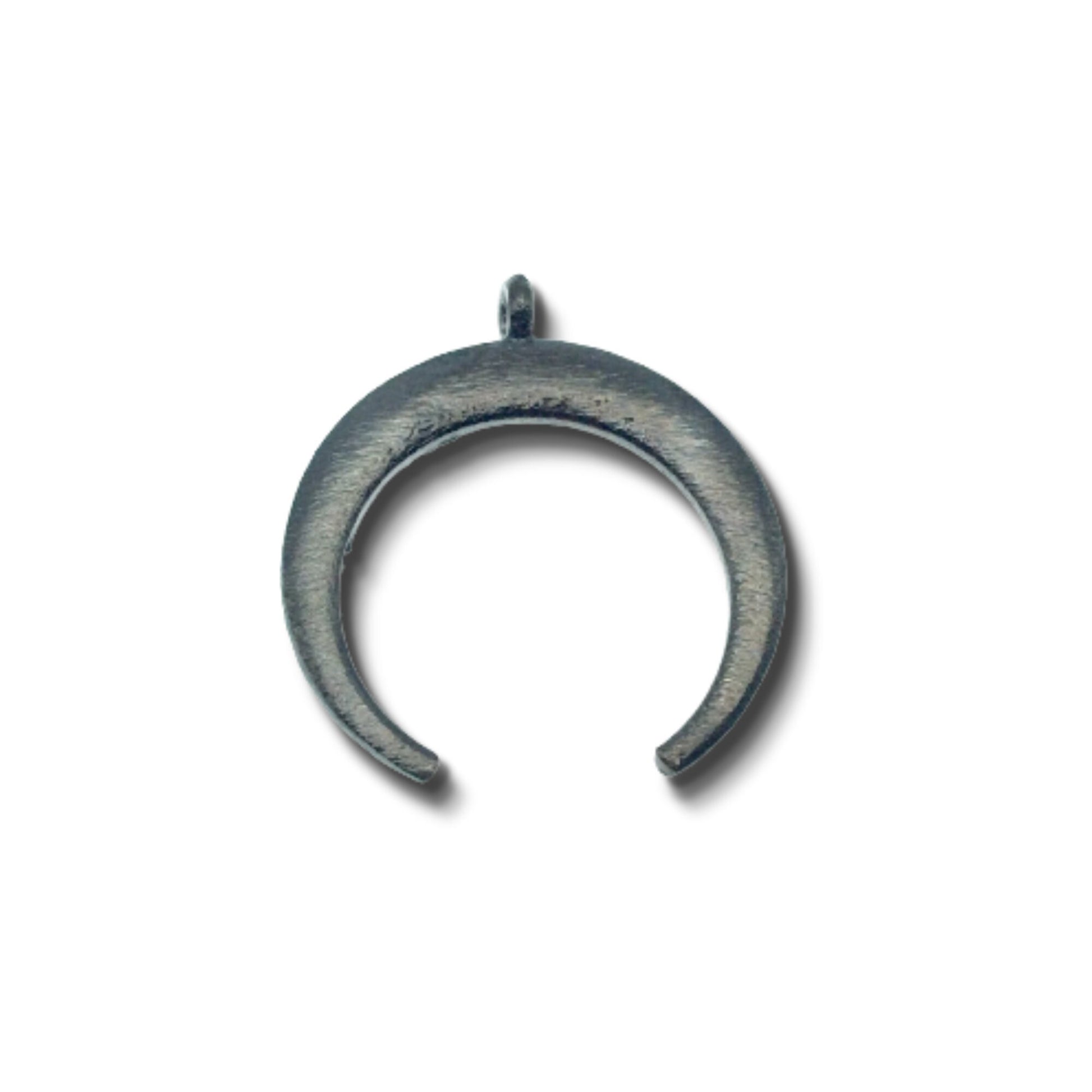 Crescent Pendant | Plated Copper Charm - Gold Silver Gunmetal - Two Sizes