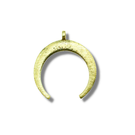 Crescent Pendant | Plated Copper Charm - Gold Silver Gunmetal - Two Sizes
