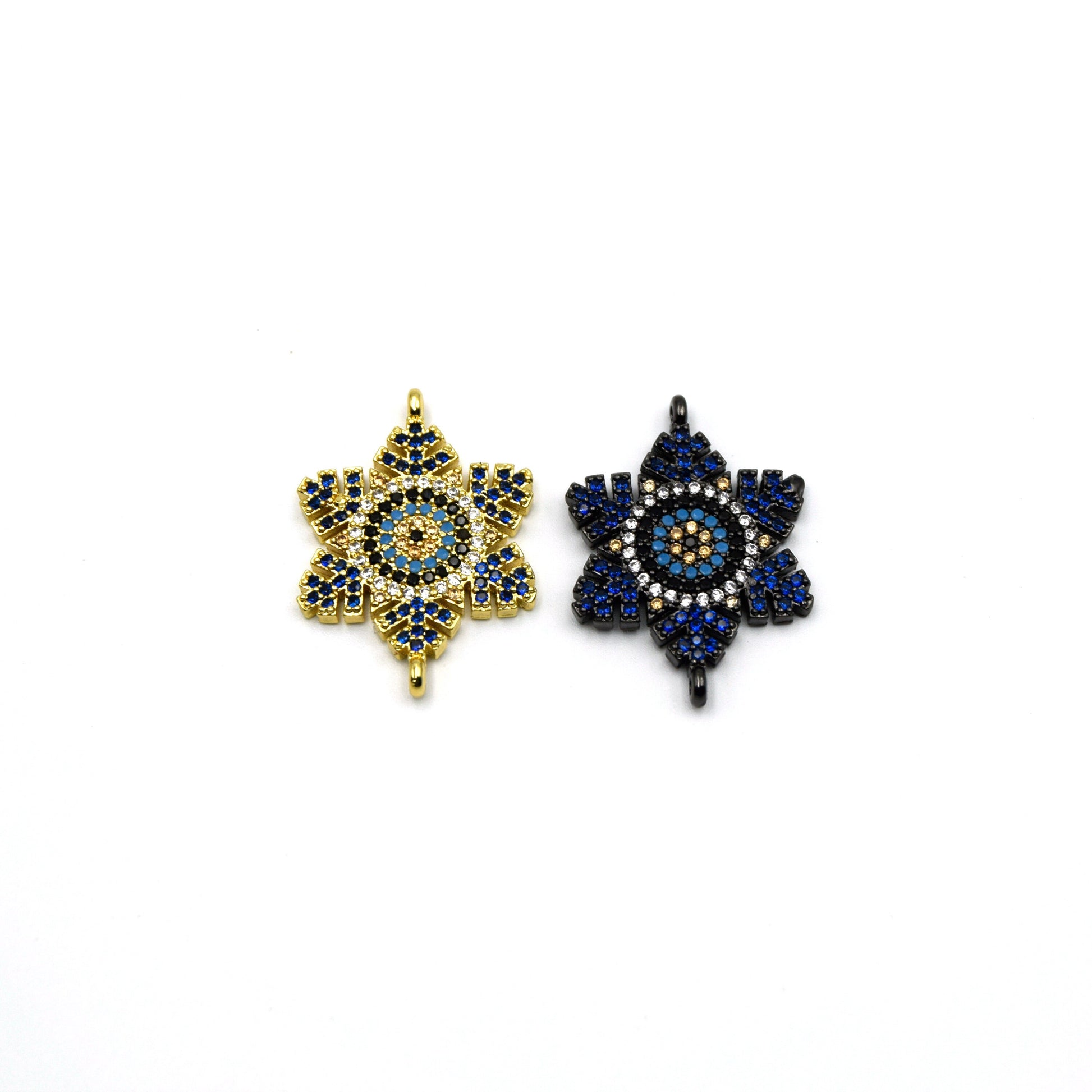 Snowflake Charm | Cubic Zirconia Snowflake Connector for Jewelry Making