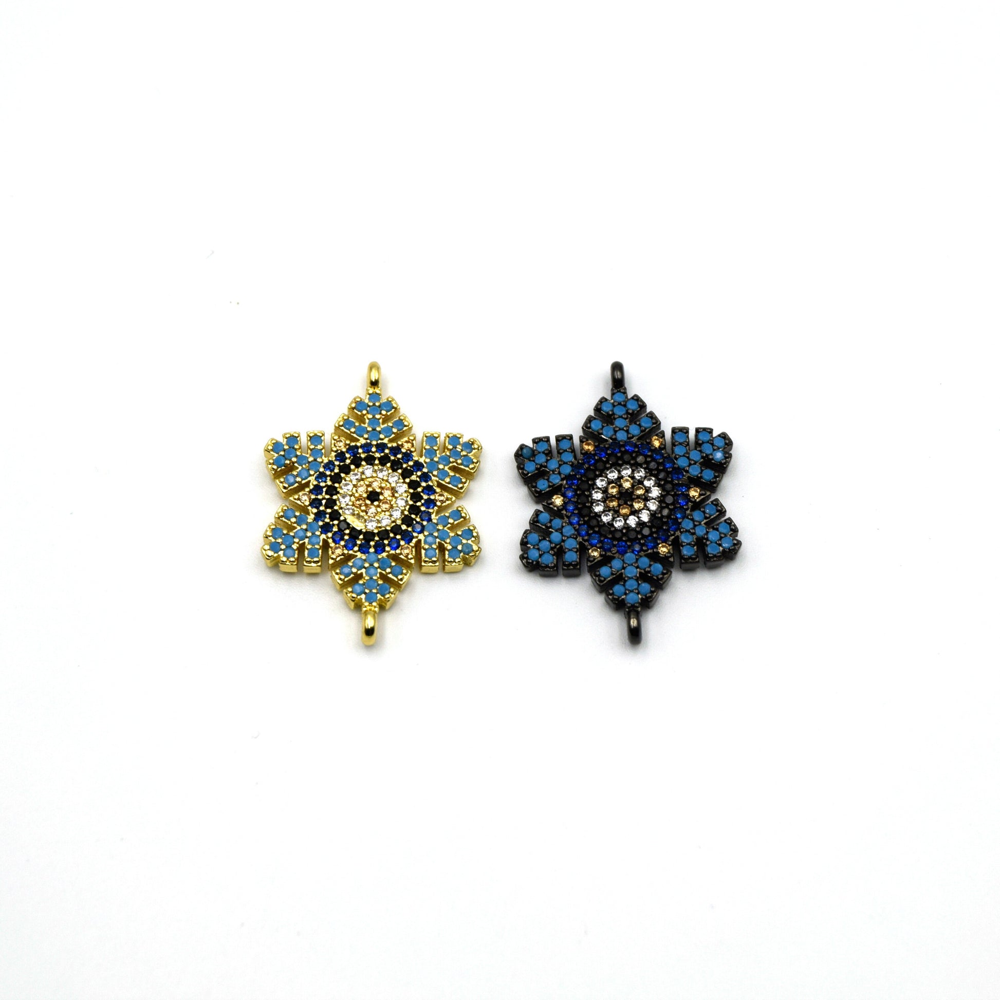 Snowflake Charm | Cubic Zirconia Snowflake Connector for Jewelry Making