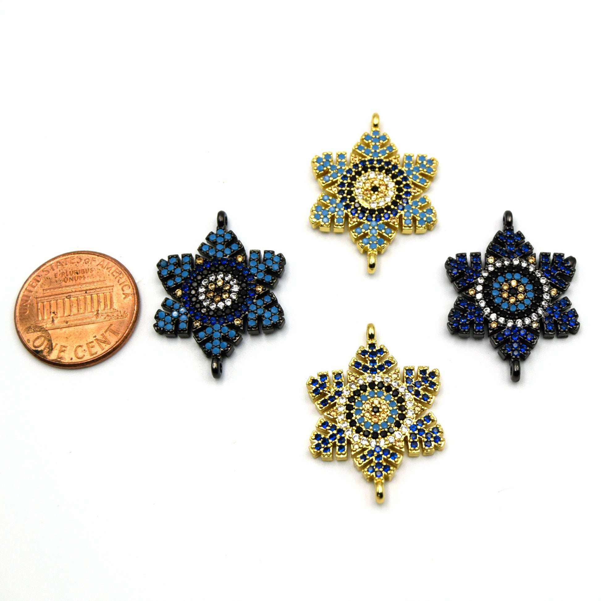 Snowflake Charm | Cubic Zirconia Snowflake Connector for Jewelry Making