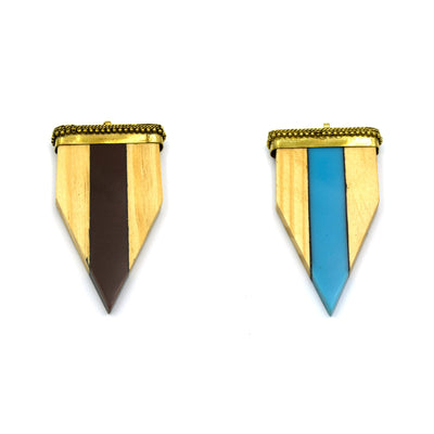 Arrow Pendant | Natural Wood / Acrylic Arrow Shape Pendant With Gold Cap | Focal Pendant | Horn Pendant | Jewelry Supplies