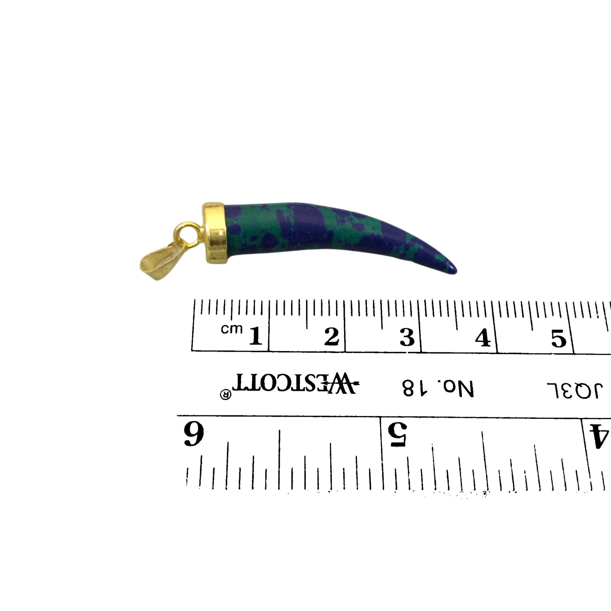 Gemstone Tusk Pendant with Gold Bail - 33mm