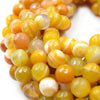 Banded Agate Beads | Dyed Orange Yellow Faceted Round Gemstone Beads - 10mm Available