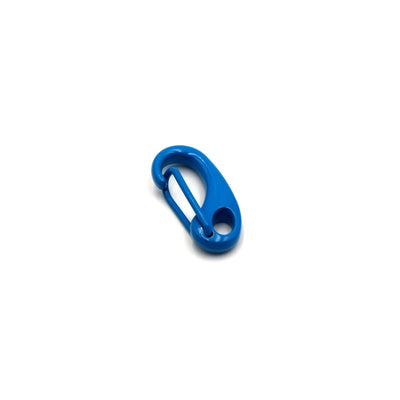 A large, blue enamel lobster claw clasp used for making jewelry and other craft projects.