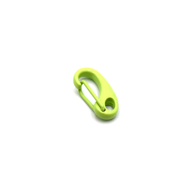 A large, lime green enamel lobster claw clasp used for making jewelry and other craft projects.