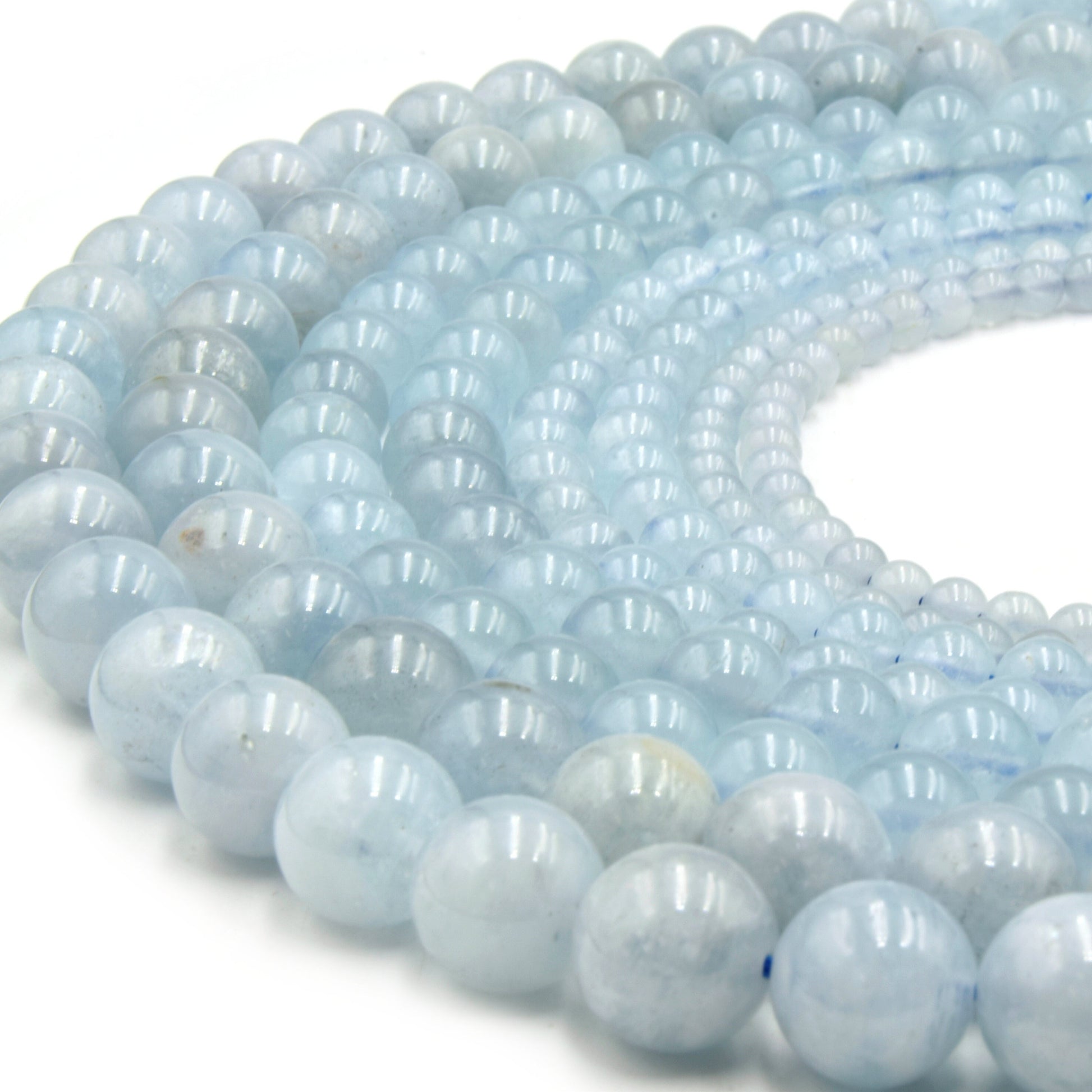 Aquamarine Beads | Round Smooth Gemstone Beads | 4mm 6mm 8mm 10mm