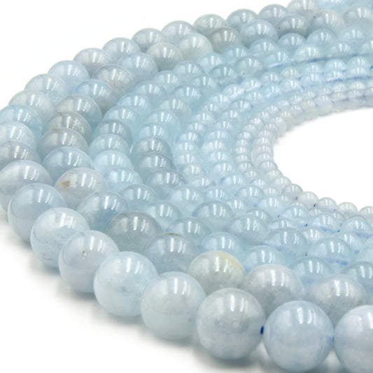 Aquamarine Beads | Round Smooth Gemstone Beads | 4mm 6mm 8mm 10mm