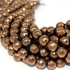 Hematite Beads | Faceted Metallic Bronze Round Natural Gemstone Beads - 4mm 6mm 8mm 10mm Available