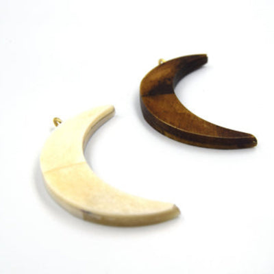 Ox Bone Crescent Moon Pendant | 2 Inch Crescent Moon Focal for Jewelry Making