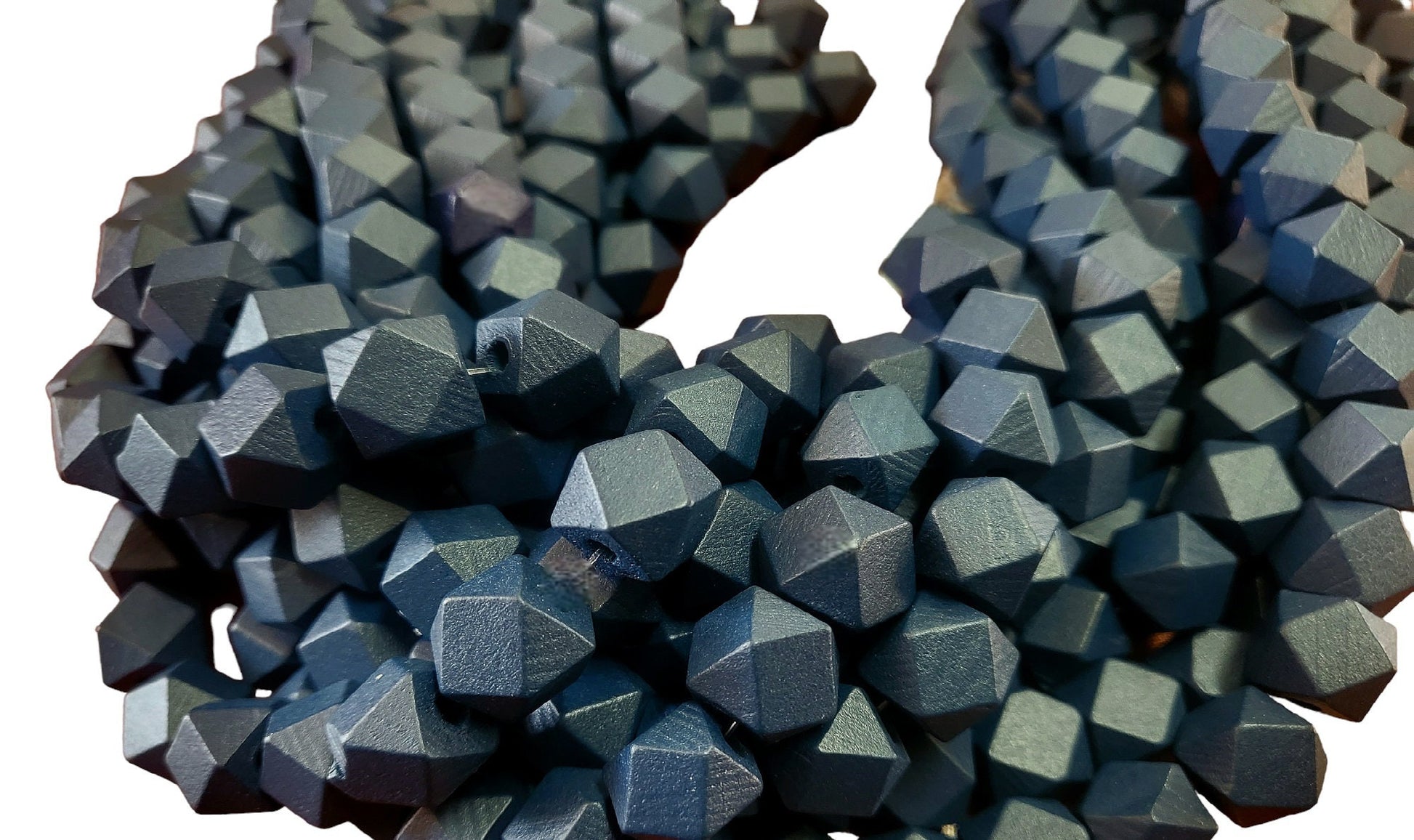 Slate Blue Faceted Wooden Beads - 12mm Diamond cut - Sold by 14.5” Strands (Approx. 32 Beads)"