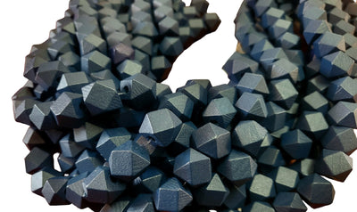 Slate Blue Faceted Wooden Beads - 12mm Diamond cut - Sold by 14.5” Strands (Approx. 32 Beads)"