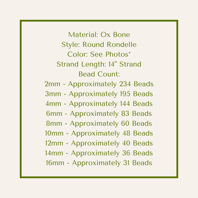 Bone Beads | Ox Bone Round Rondelle Beads | White Bone Beads, Brown Bone Beads