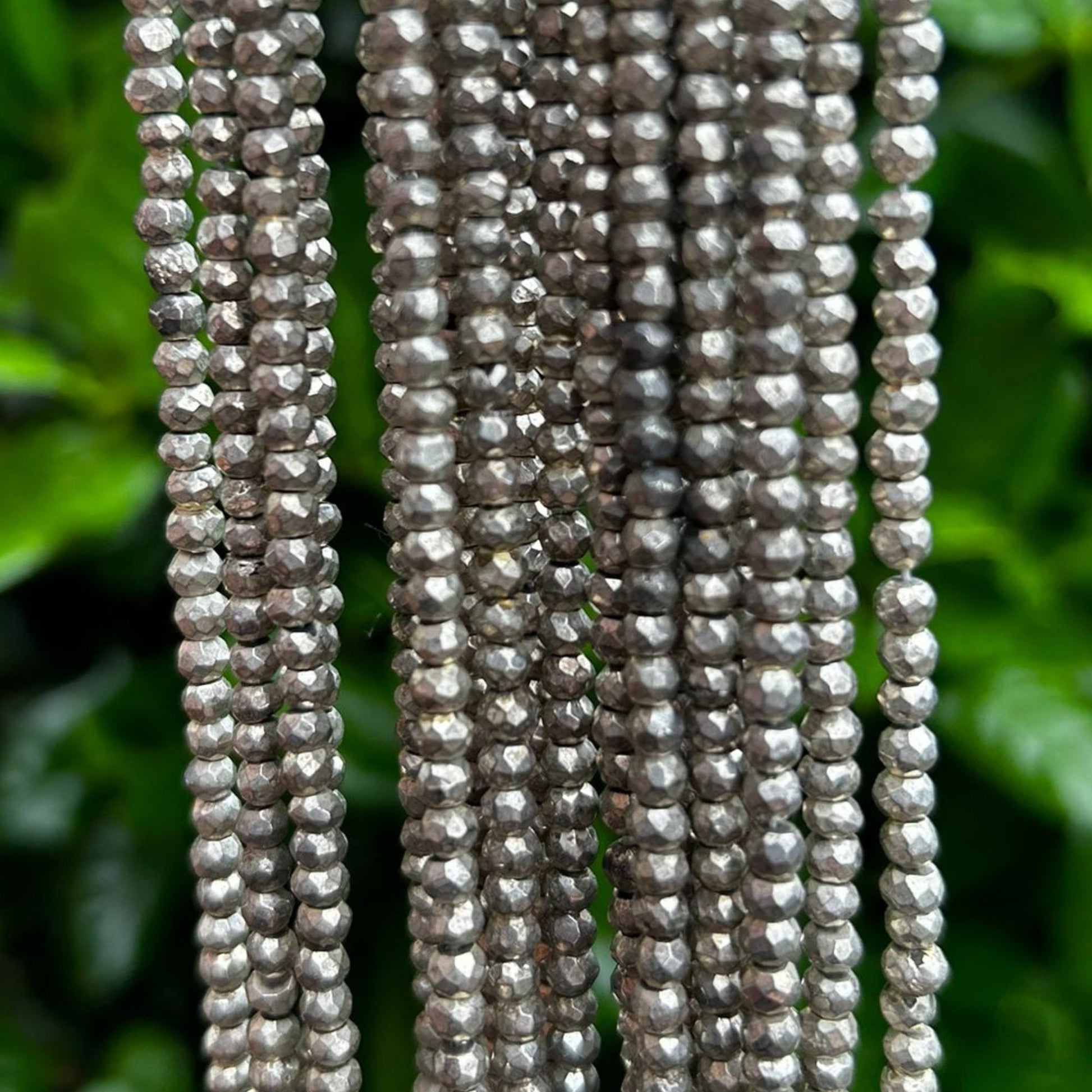 Silver Plated Pyrite Beads - 4mm Faceted Silver Beads