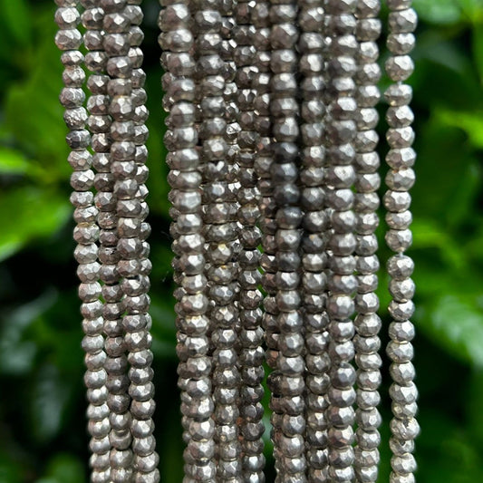 Silver Plated Pyrite Beads - 4mm Faceted Silver Beads