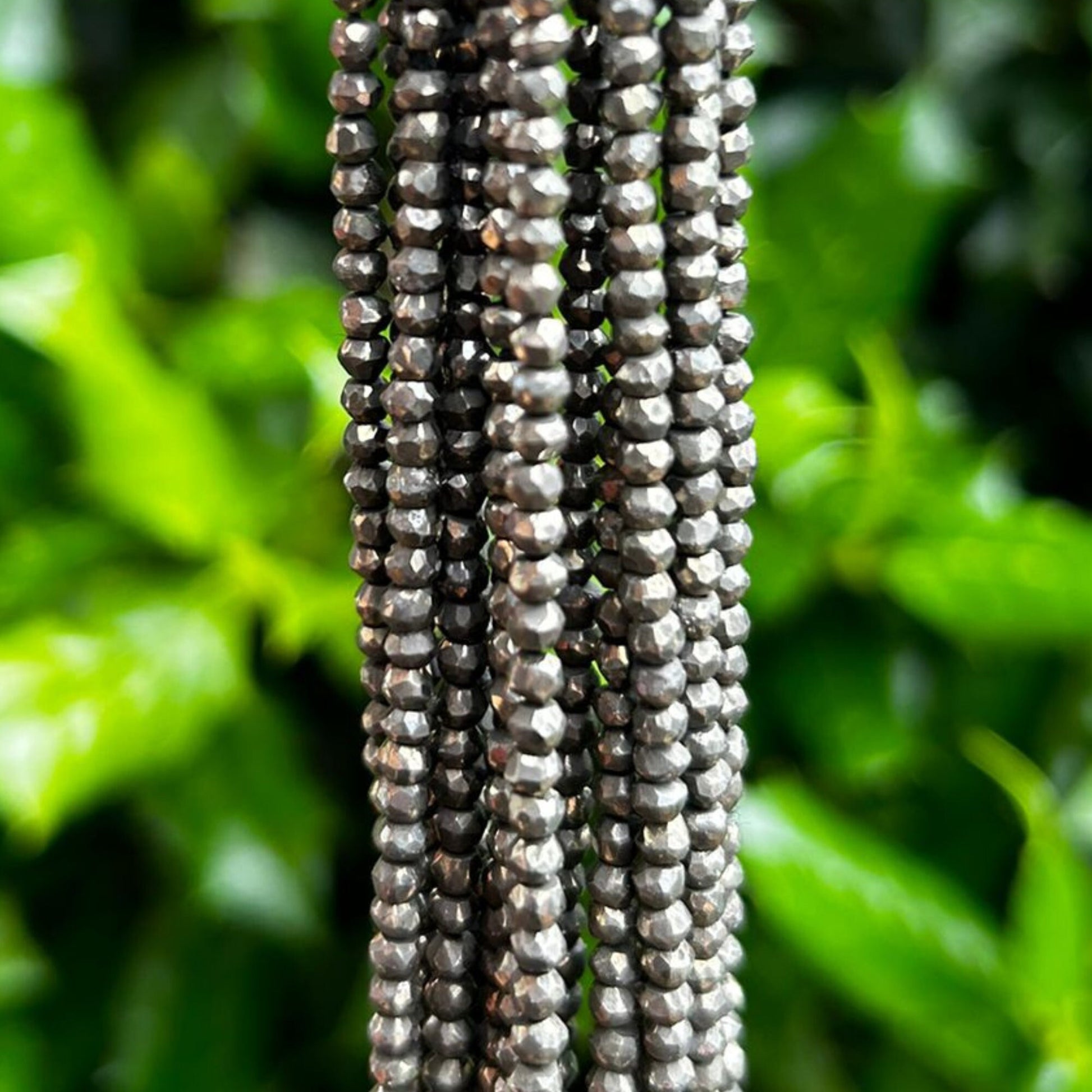 3mm Rough Pyrite Faceted Rondelle Beads