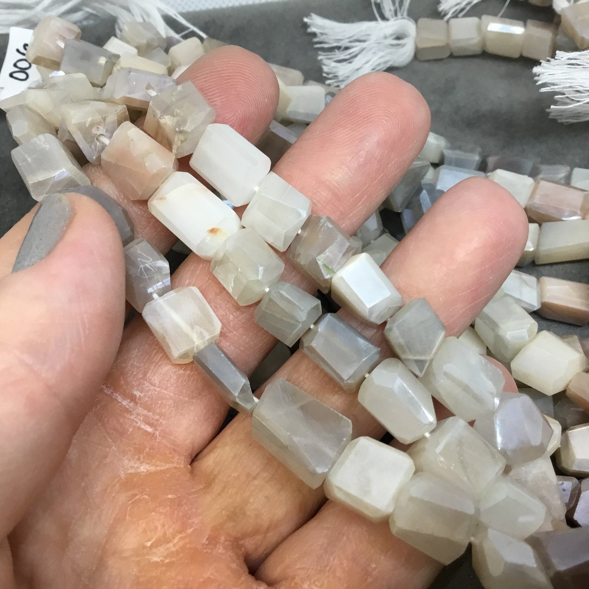8-9mm x 9-13mm Faceted Mixed Mystic Moonstone Nugget Shaped Beads - 13" Strand (Approx. 31 Beads) - High Quality Indian Gemstone