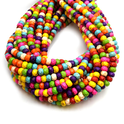 Dyed Howlite Beads | Faceted Rondelle Shaped Beads