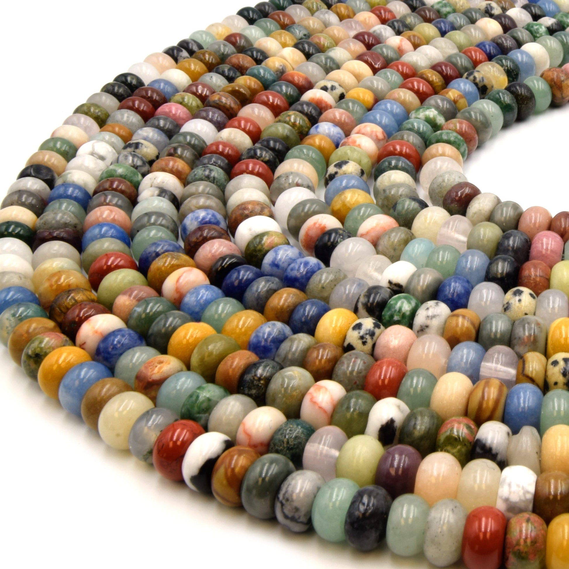 Mixed Gemstone Beads |  Smooth Rondelle Natural Gemstone Beads