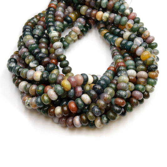 Indian Agate Beads - Smooth Rondelle Natural Gemstone Beads