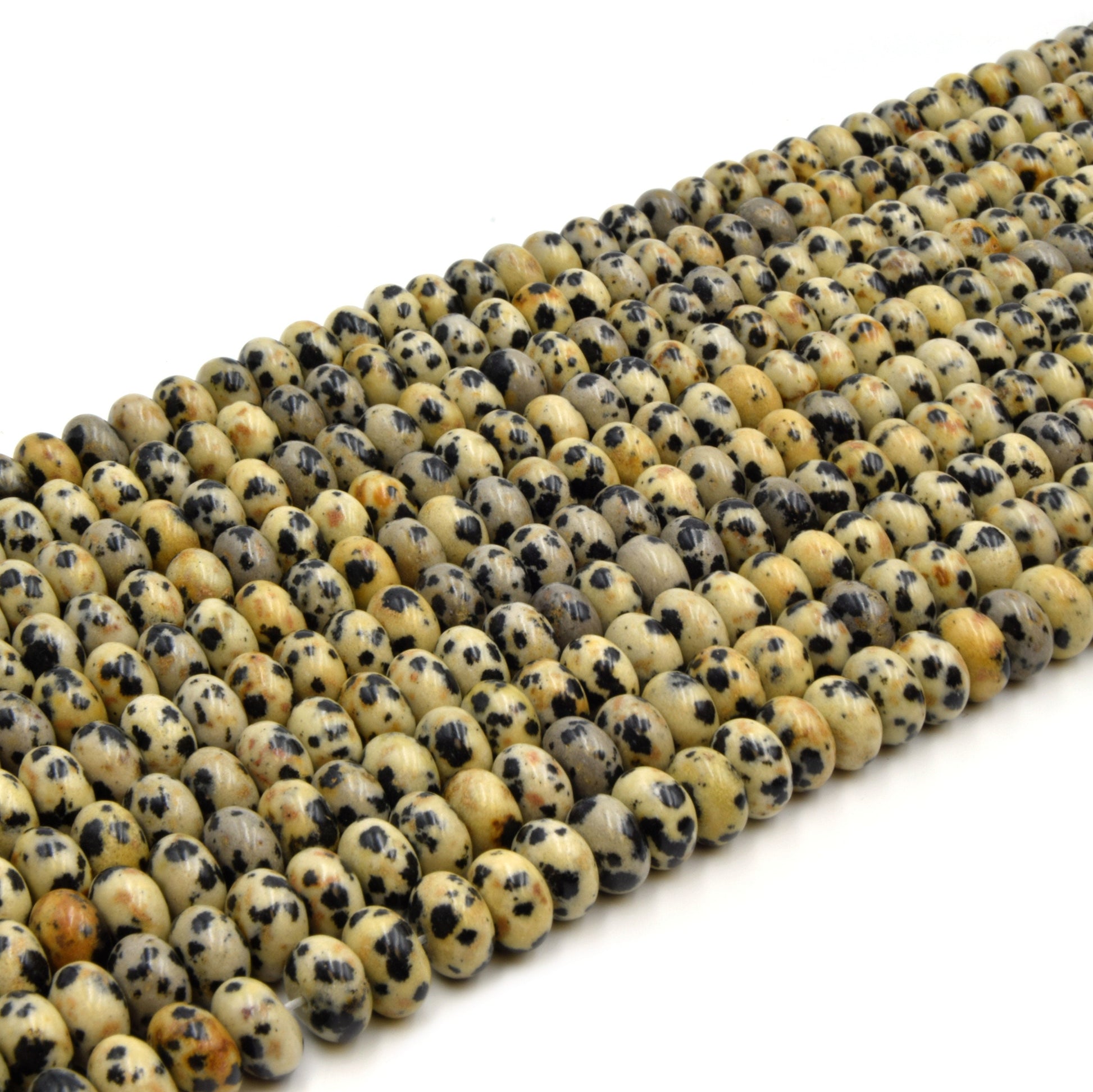 Dalmatian Jasper Beads - Smooth Rondelle Natural Gemstone Beads