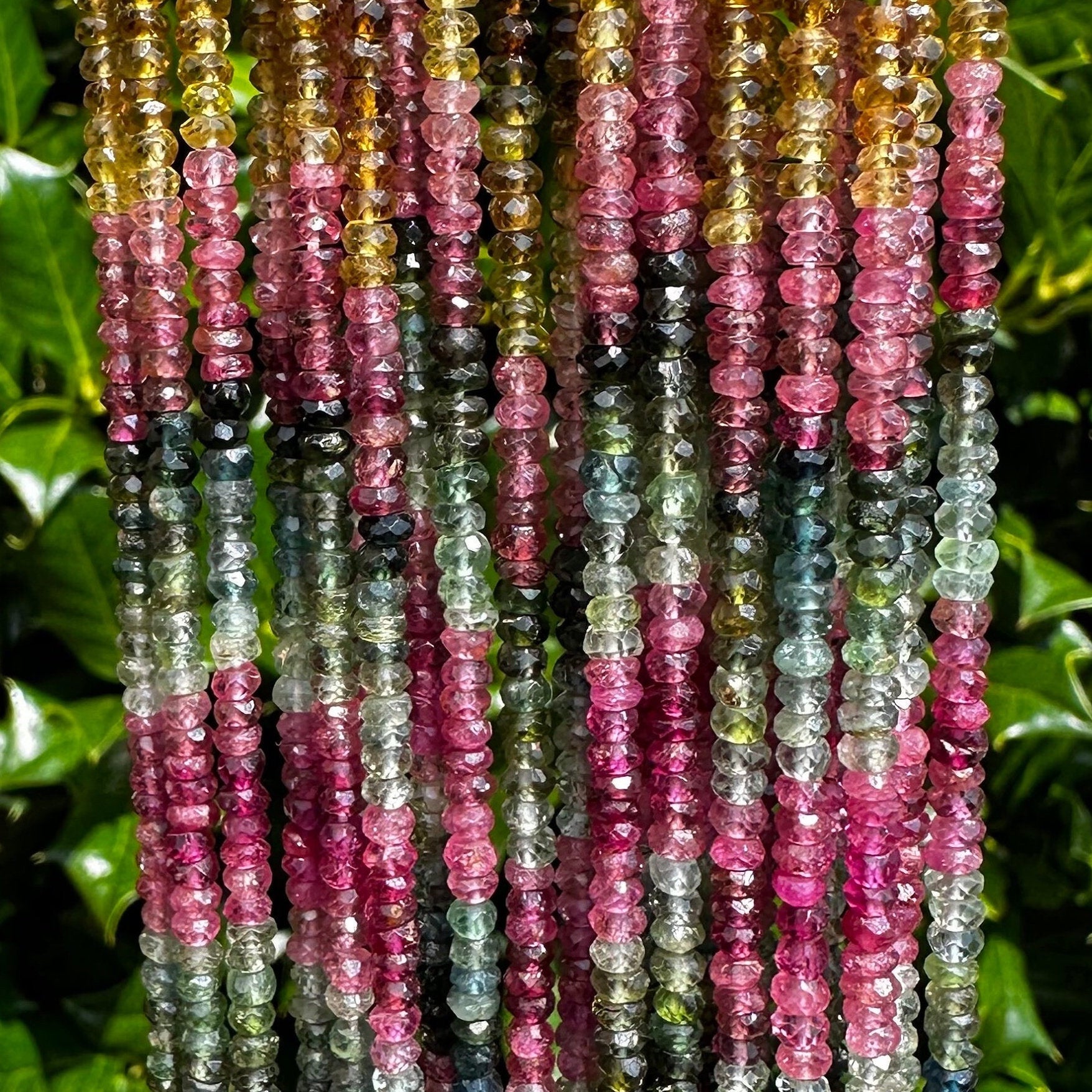 Tourmaline Rondelle Beads - 2mm x 3mm Micro-faceted Beads for Jewelry Making