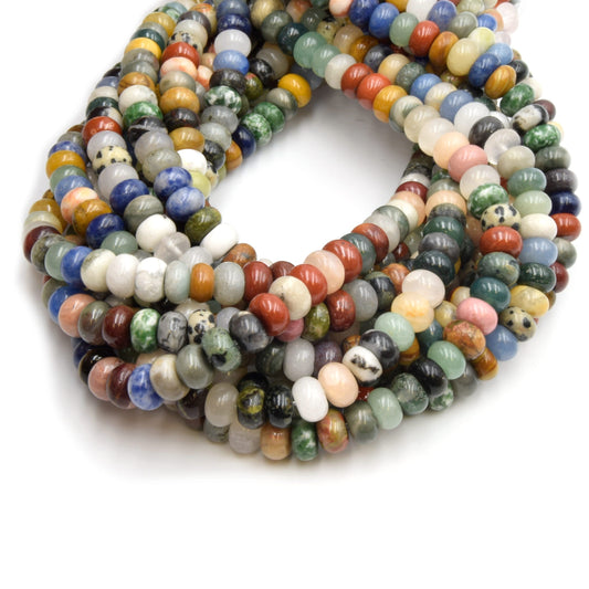 Mixed Gemstone Beads |  Smooth Rondelle Natural Gemstone Beads