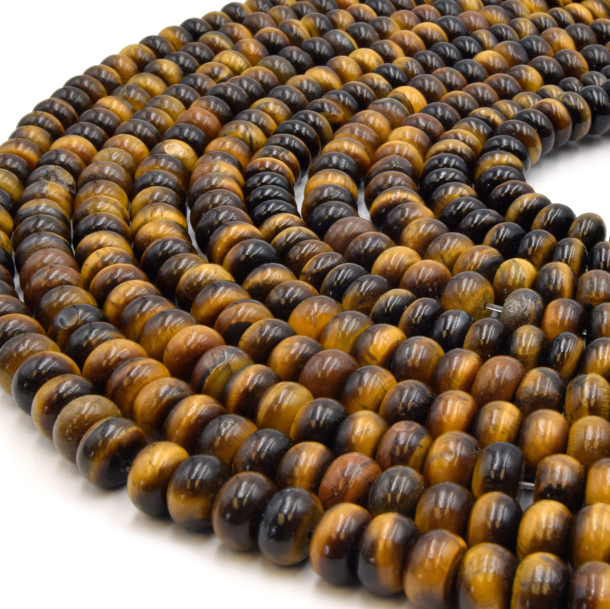 Tiger's Eye Rondelle Beads - 6mm, 8mm