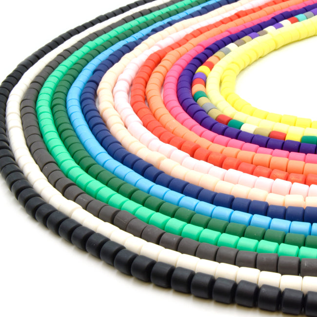 Polymer Clay Barrel Beads 6mm Vinyl Tube Beads For Jewelry Making Only Beads