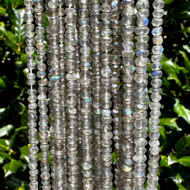Holiday Special! 2-3mm x 2-3mm Faceted Natural Gray Blue Labradorite Rondelle Beads - 13" Strand (~ 140 Beads)