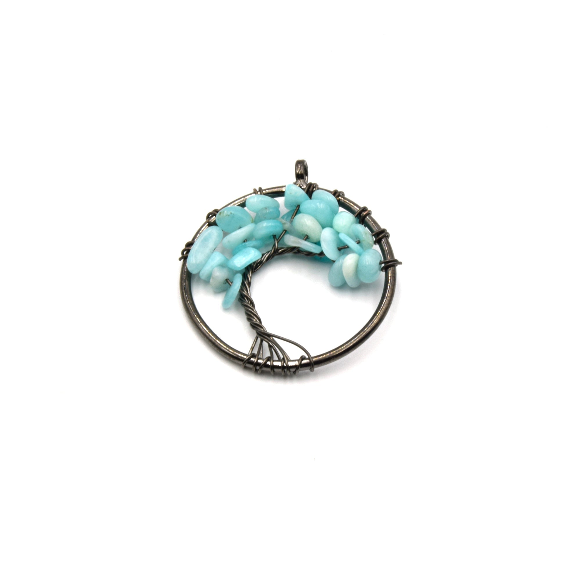 Wire Wrapped Tree of Life Focal Pendant - 29mm - Gunmetal Wire Wrapping
