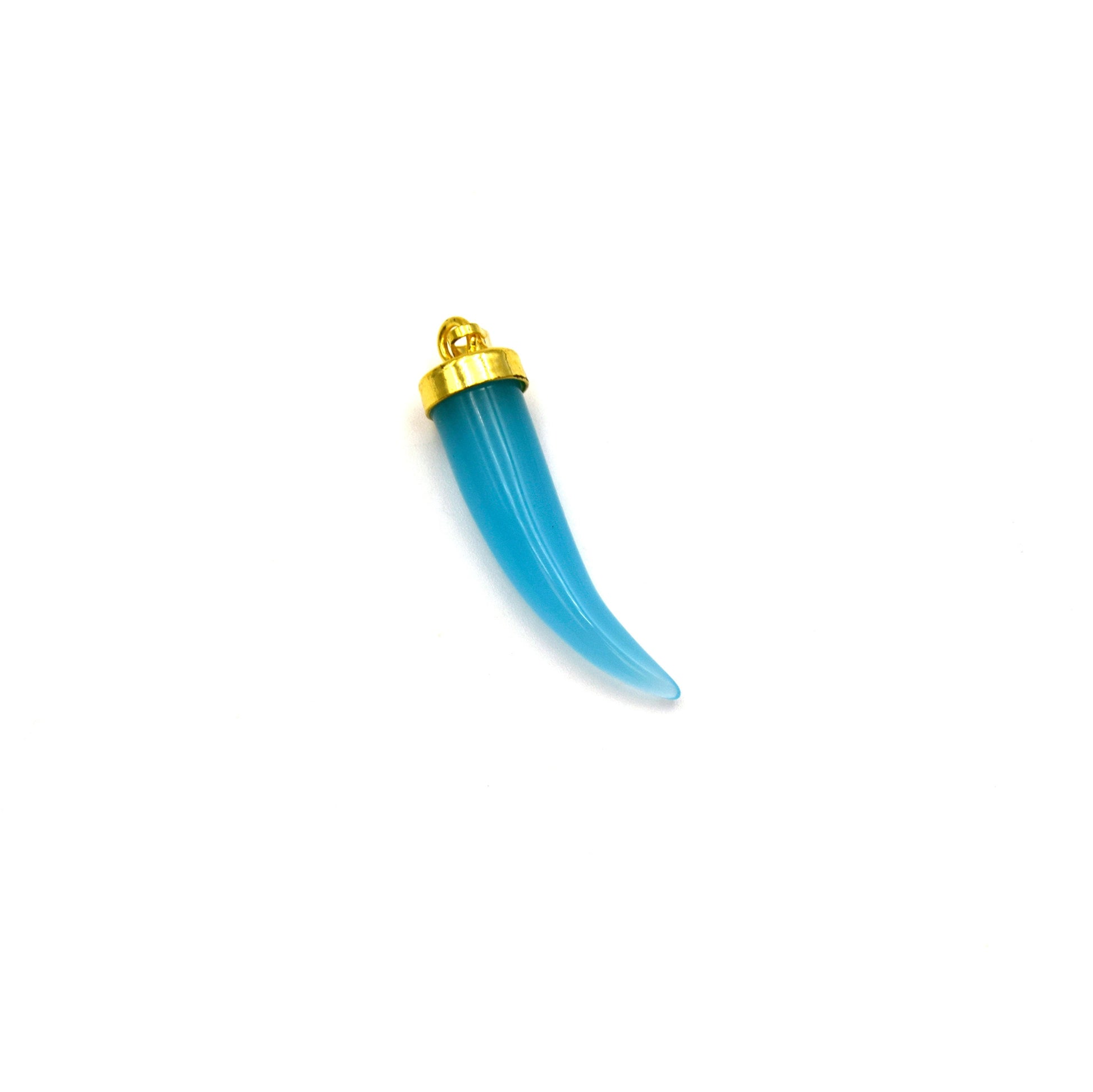 Gemstone Tusk Pendant with Gold Bail - 33mm