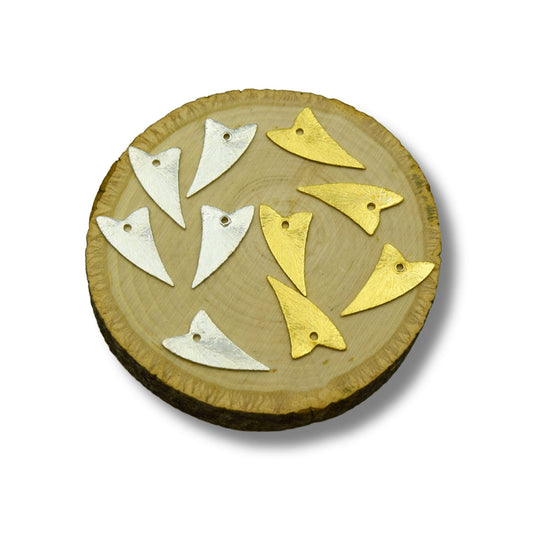 Shark Tooth Shaped Plated Copper Component for Jewelry Making - Bulk Pack of 10 Jewelry Findings