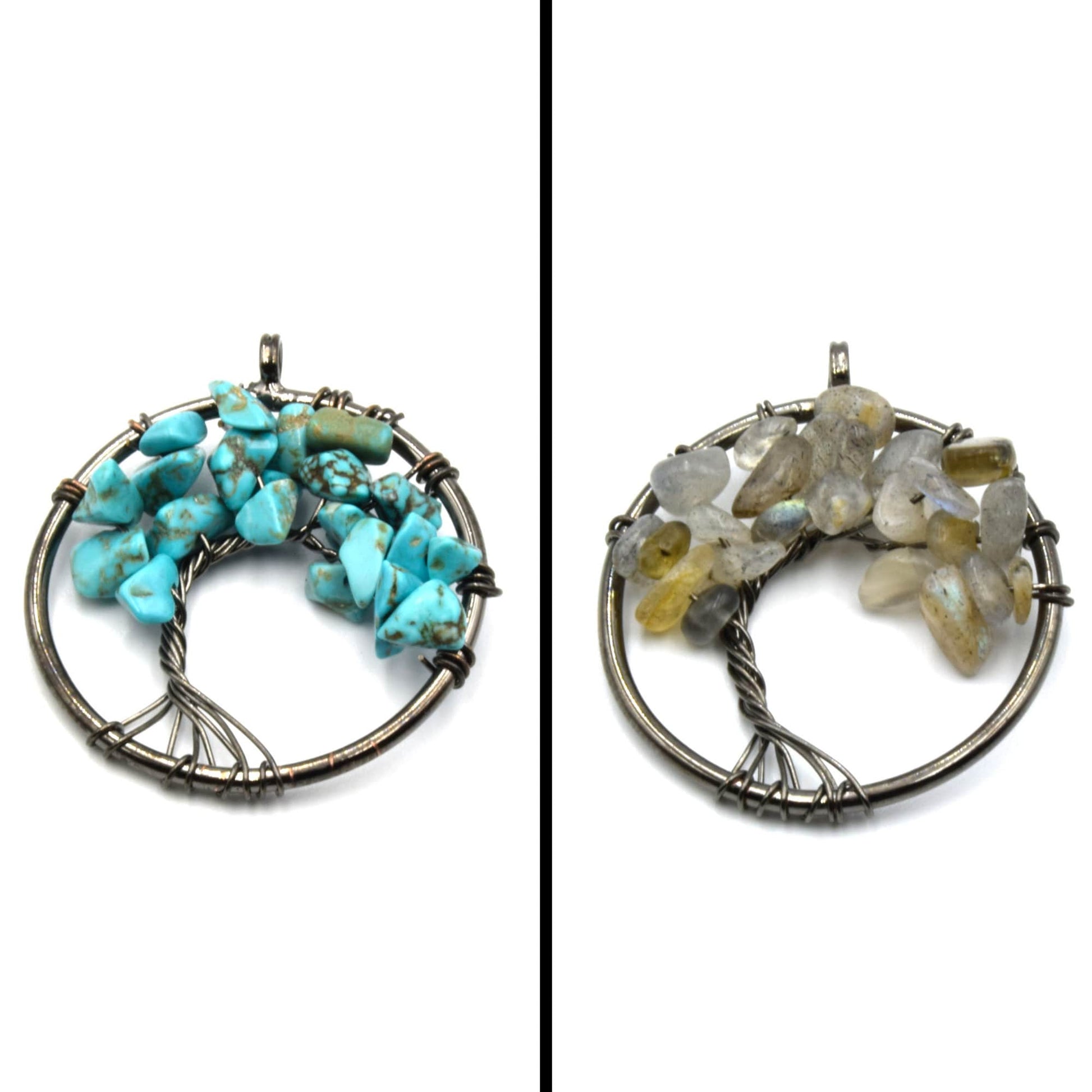 Wire Wrapped Tree of Life Focal Pendant - 29mm - Gunmetal Wire Wrapping