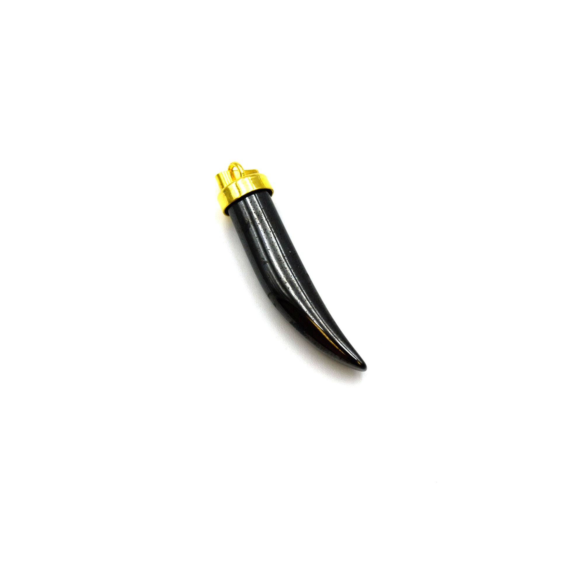 Gemstone Tusk Pendant with Gold Bail - 33mm