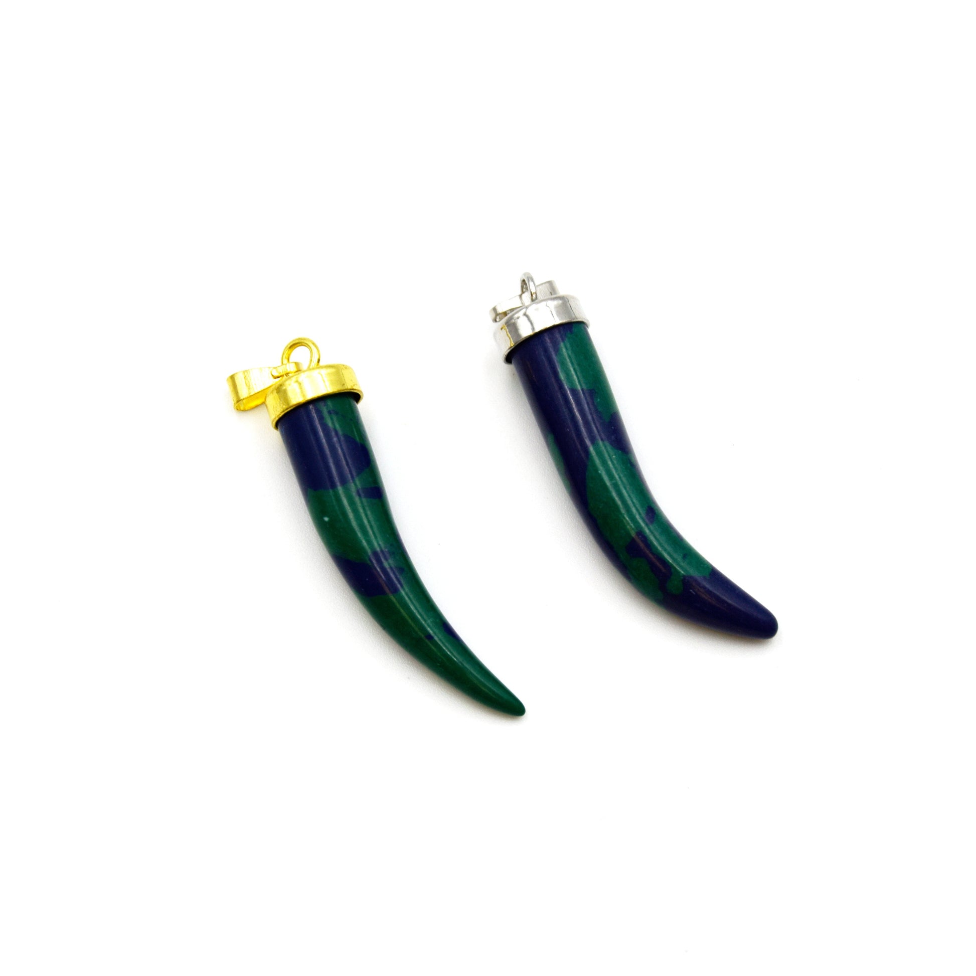 Gemstone Tusk Pendant with Gold Bail - 33mm