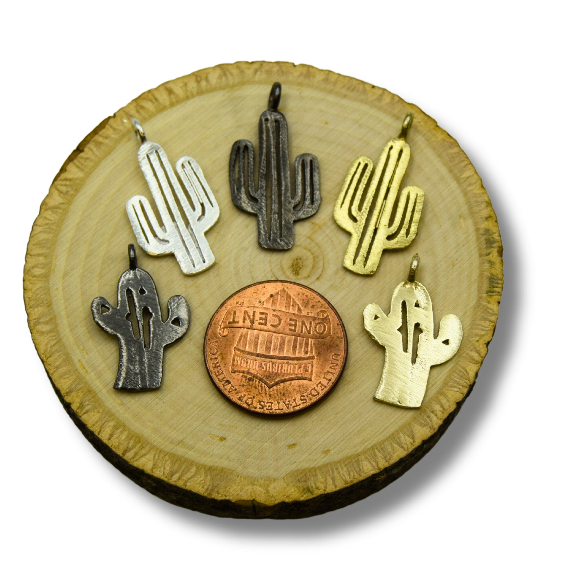 Cactus Charms | Plated Copper Components For Jewelry Making - Bulk Findings, Pack of 10