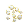 14k Gold Vermeil Round Moonstone Bezels - Pendants and Connectors for Permanent Jewelry - Non Tarnish Charms