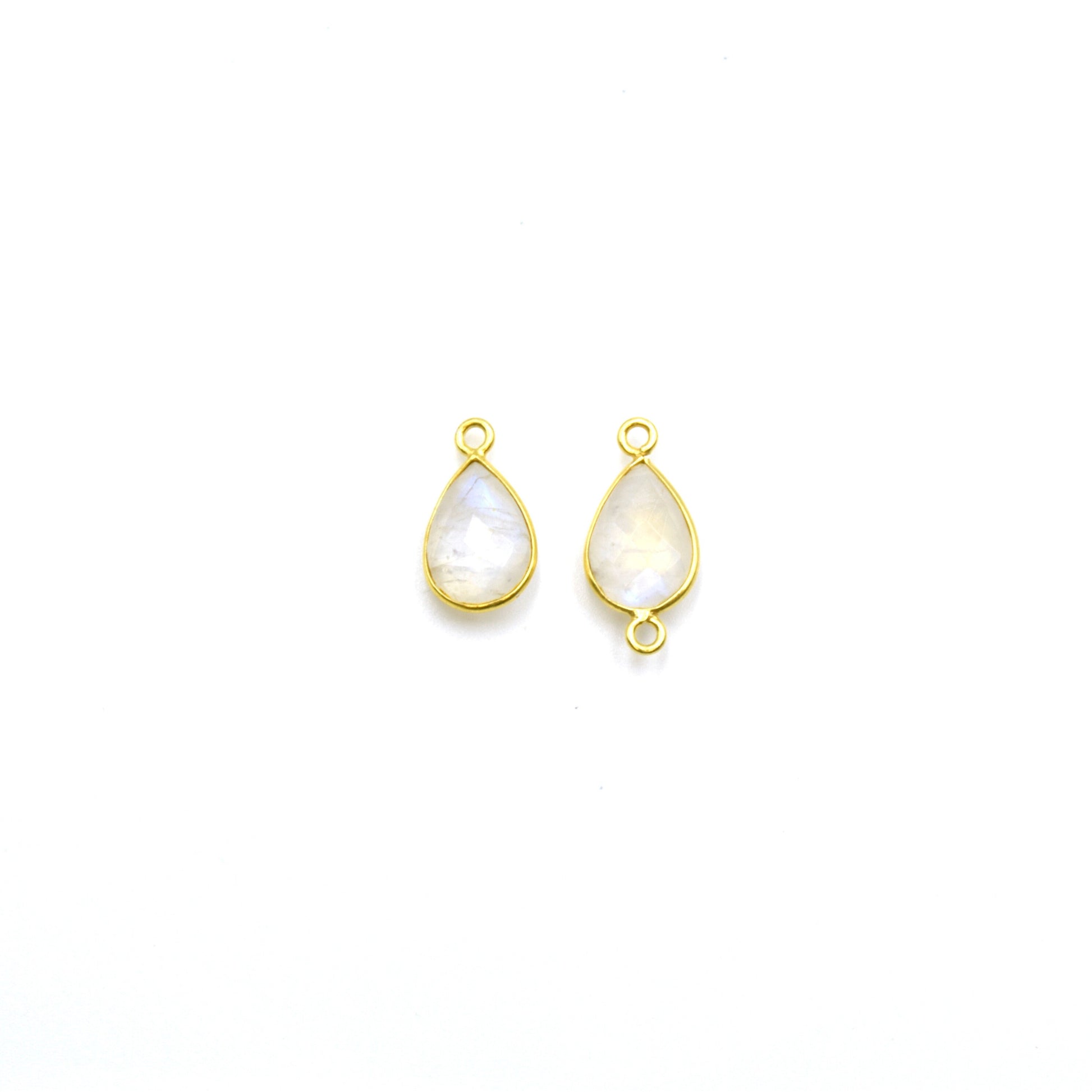 14k Gold Vermeil Teardrop Moonstone Bezels - Pendants and Connectors for Permanent Jewelry - Non Tarnish Charms