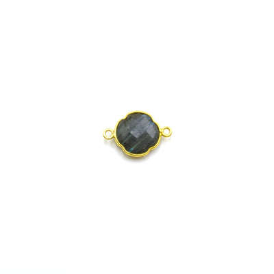 14k Gold Vermeil 12mm Labradorite Clover Shaped Bezels - Pendants and Connectors for Permanent Jewelry - Non Tarnish Charms