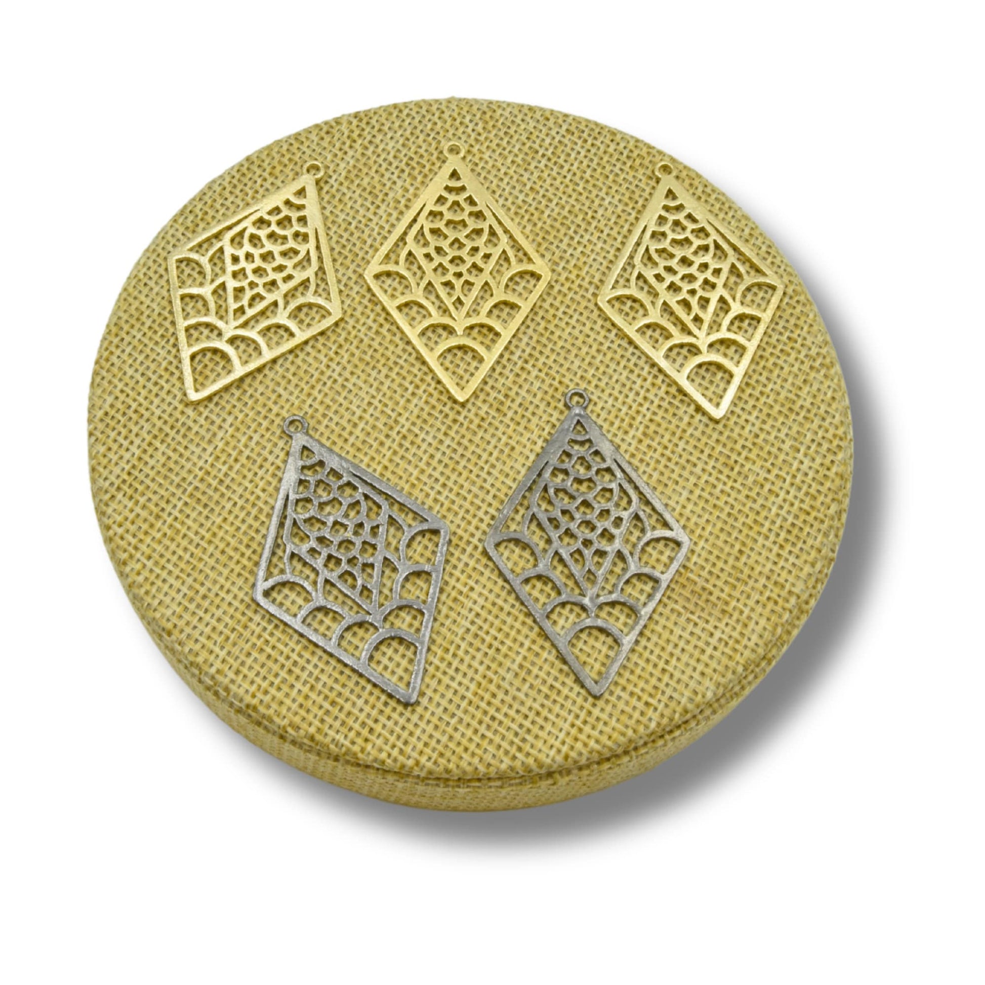 Filigree Findings | Marquise Shaped Plated Copper Components for Jewelry Making | Geometric Cut Out Findings