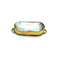 Iridescent Oval Shaped Gold Plated Bezel Connector | Abalone Shell Skinny Bezel- White, Gray & Rainbow available