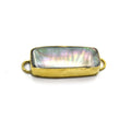 Iridescent Abalone Shell Long Rectangle Shaped Gold Plated Bezel Connector- White, Gray and Rainbow available